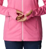 Campera polar Columbia con cierre frontal, bolsillos laterales con cierre y orificios para pulgares.