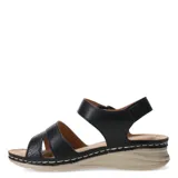 Sandalia de mujer Lady Confort modelo Coper, color negro, con materiales combinados, tobillera con velcro y suela de goma.