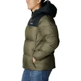 Campera puffer negra marca Columbia, con capucha ajustable, cierre frontal con cremallera, bolsillos laterales con cremallera, puños elásticos y aislamiento Thermarator™.