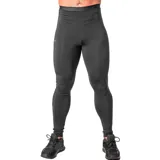 Calza deportiva larga negra, ajustada al cuerpo, con logo de la marca en la pierna izquierda.