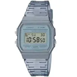 Reloj digital Casio modelo F91WS-8DF, con caja y correa de resina gris translúcido y pantalla digital.