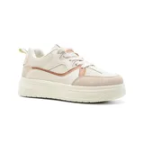 Championes urbanos American Sport Eri, color blanco con detalles en beige y marrón.