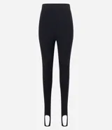 Pantalón legging negro de punto roma con cintura elástica y pies.