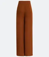 Pantalón pantalona verde manzana en crepé con pliegues, cierre por cremallera y sin estampado.