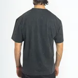 Remera gris con efecto stone wash, corte clásico, cuello redondo y manga corta. Estampado frontal pequeño con la palabra 'GAINS.' en color blanco.