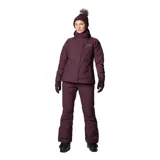 Campera Columbia Whirlibird V Interchange para mujer, color borgoña con interior rosa. Sistema Interchange 3 en 1 con capa exterior impermeable Omni-Tech™ y capa interior aislante Thermator™ de poliéster reciclado. Capucha ajustable, ventilación en las axilas, faldón para nieve, múltiples bolsillos y puños ajustables.