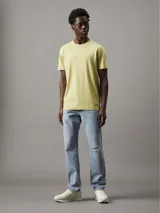Remera color verde claro de algodón, corte clásico, cuello redondo y manga corta. Presenta un pequeño logo de Calvin Klein Jeans bordado en el pecho.