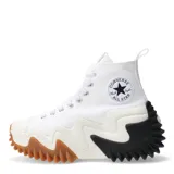 Championes Converse All Star Run Star Motion de caña alta, color blanco con suela de goma texturizada en color caramelo y negro.