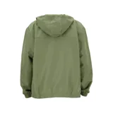 Campera verde militar con capucha y cierre frontal, con logo de New Balance y el año 1906 estampado en el pecho.