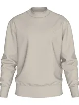 Buzo color beige de cuello redondo, con logo CK bordado en el pecho.