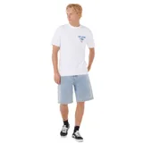 Remera blanca de manga corta con cuello redondo y logo de Rip Curl estampado en el pecho.