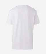 Remera masculina blanca de manga corta y cuello redondo, confeccionada en tejido waffle texturizado.