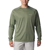 Polera técnica de manga larga para hombre, con protección solar UPF 50 y tela absorbente de alto rendimiento.