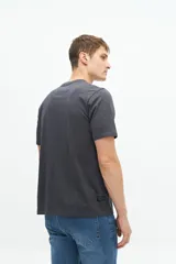 Remera gris de manga corta con cuello redondo y estampado frontal con el logo de la marca Brookfield.