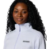 Campera polar Columbia Sweater Weather, color gris jaspeado, con cierre frontal completo, cuello alto y bolsillos laterales con cierre.