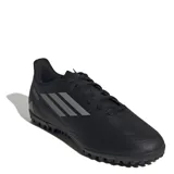 Championes Adidas de fútbol 5 para hombre, color negro con detalles en gris.