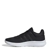 Championes Adidas Lite Racer 4.0, color negro con las tres tiras laterales y suela blanca.
