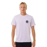 Remera violeta de manga corta con logo circular de Rip Curl en el pecho.