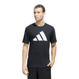 Remera deportiva Adidas Train Essentials negra con logo de la marca en blanco en el pecho.