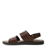 Sandalias de cuero marrón con doble tira con velcro y suela de goma.