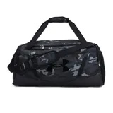 Bolso deportivo Under Armour Undeniable 5 Duffle M, color negro con logo plateado.
