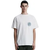 Remera blanca de algodón con logo estampado en el pecho.