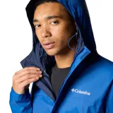 Campera impermeable Columbia Watertight II para hombre, color negro, con capucha ajustable, costuras selladas, bolsillos con cremallera y forro de malla transpirable.