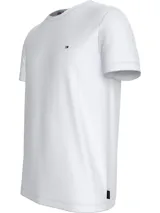 Remera blanca de algodón con cuello redondo y logo de Tommy Hilfiger bordado en el pecho.