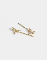 Set de dos horquillas doradas para el pelo con forma de libélula y detalle de strass.