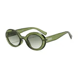 Lentes de sol unisex, color verde oliva, con forma ovalada y filtro UV400.