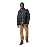 Campera puffer Columbia Powder Lite II, color verde oliva en la parte superior y verde claro en la parte inferior. Con cierre frontal, cuello alto, bolsillos laterales con cierre y logo de la marca bordado en el pecho.