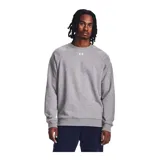 Buzo Under Armour Rival Fleece Crew gris con logo blanco en el pecho.