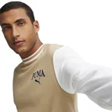 Buzo negro de cuello redondo con ribete blanco, logo de Puma bordado en el pecho y corte atlético.