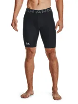 Calza corta de compresión Under Armour HeatGear color negro, con cintura elástica ancha con logo y bolsillo lateral.