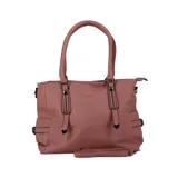 Cartera Darkness color rosa con doble asa de mano y correa larga desmontable.