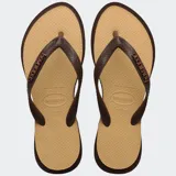 Ojotas Havaianas Top Point Fusion color marrón con plantilla texturizada y tiras con diseño en relieve.