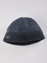Gorro tipo pescador de punto color azul marino con interior de polar.