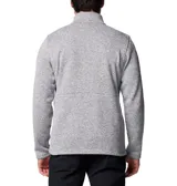 Campera polar Columbia azul jaspeado con cierre frontal completo, cuello alto y logo bordado en el pecho.