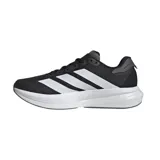 Championes de running Adidas Duramo Speed, color negro con las tres tiras blancas y detalles en gris. Cuentan con amortiguación Lightstrike y suela de TPU.