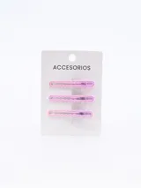 Pack de tres pinzas para el pelo color rosa con diseño ondulado.