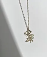 Collar plateado con dije en forma de coral. El dije tiene una textura rugosa y un diseño intrincado que imita la forma natural del coral. La cadena es de eslabones finos y delicados.