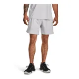 Short deportivo azul con cintura elástica negra, bolsillos laterales con cierre y logo de la marca en la pierna izquierda.