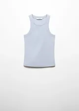 Musculosa blanca de algodón con cuello redondo y tejido de canalé.