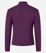 Blusa gris de poliéster y elastano, con cuello alto, mangas largas y tejido texturizado.