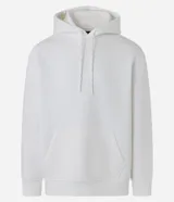 Hoodie masculino de algodón con felpa, color azul marino, de corte relaxed, con capucha ajustable, bolsillo canguro y manga larga.