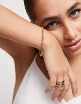Pulsera bañada en plata formada por múltiples piezas en forma de bolas, diseñada para incluir charms de UNOde50.