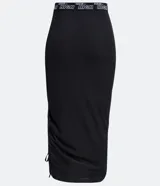Pollera midi negra de tul con cintura elástica con la inscripción "Sugar High" y ajuste frontal con cordones.