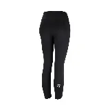 Calza deportiva Topper negra, corte 7/8, con cintura alta y logo estampado en la pierna izquierda.