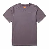 Remera deportiva azul marino de manga corta con logo de la marca estampado en el pecho.