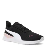 Championes Puma Anzarun Lite de mujer, color negro con detalles en blanco y rosa claro.
